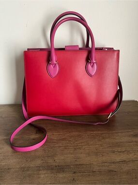 Gucci Two-Tone Red and Fuchsia Leather Satchel